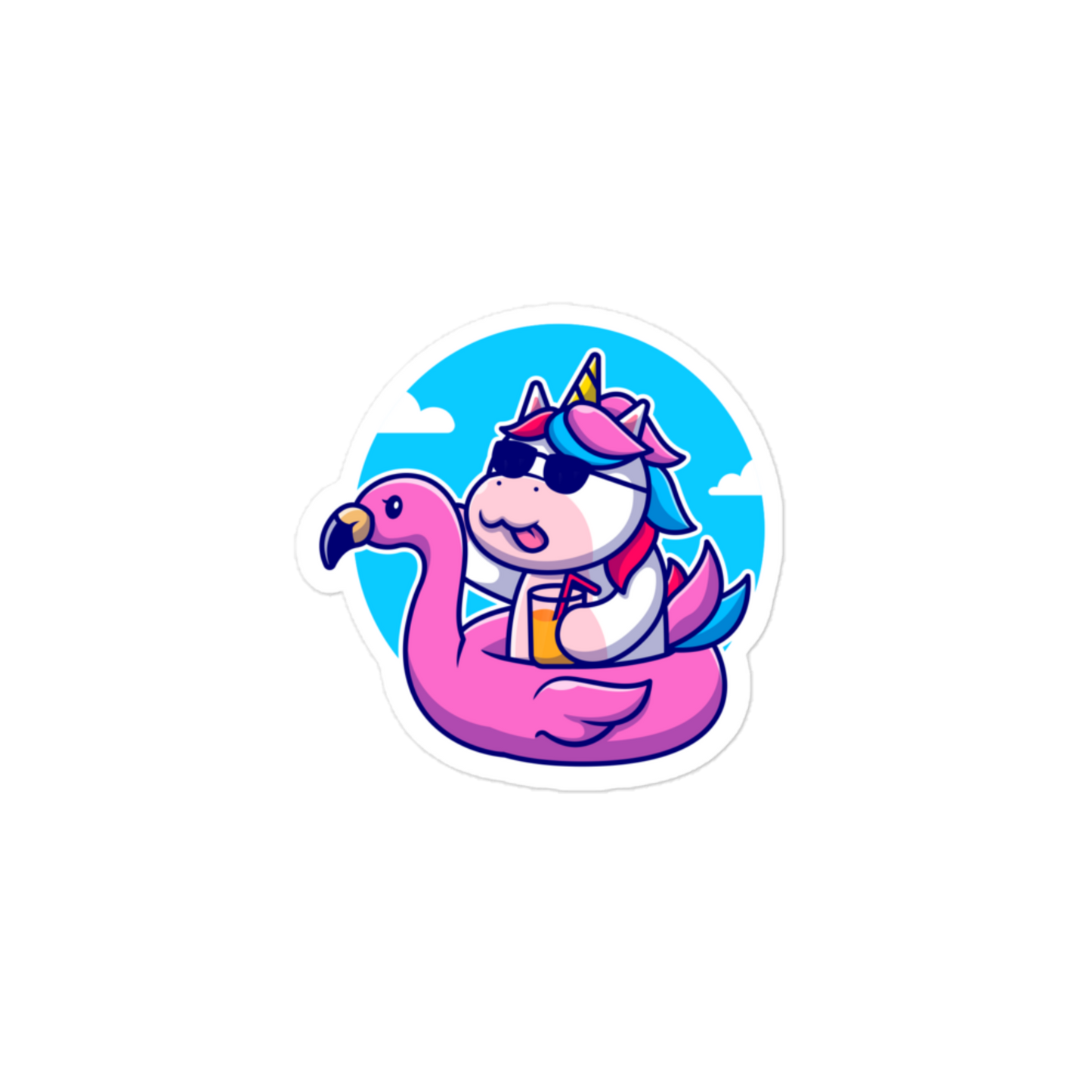Unicorn In A Flamingo - Kiss-Cut Sticker