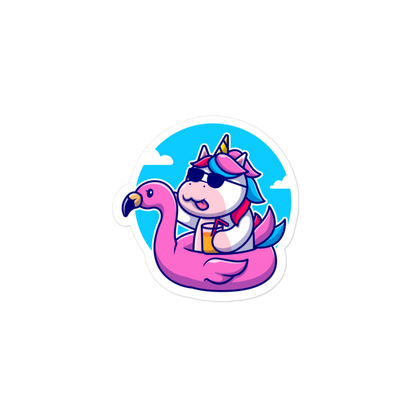 Unicorn In A Flamingo - Kiss-Cut Sticker