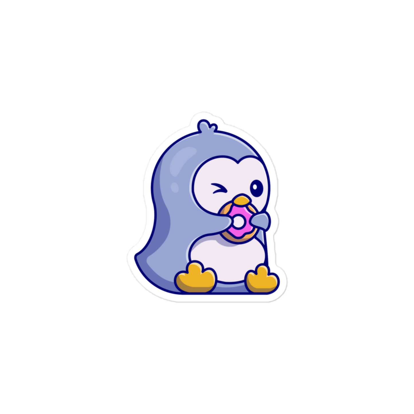 Cute Penguin With a Donut - Kiss-Cut Sticker