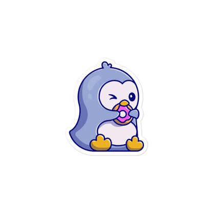Cute Penguin With a Donut - Kiss-Cut Sticker